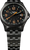Runde Armbanduhr mit dunklem Metallarmband und Leuchtziffern, Trigalight-Optik