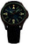 Schwarze Herrenuhr mit grün leuchtenden Markierungen, Automatik und schwarzem Silikonband