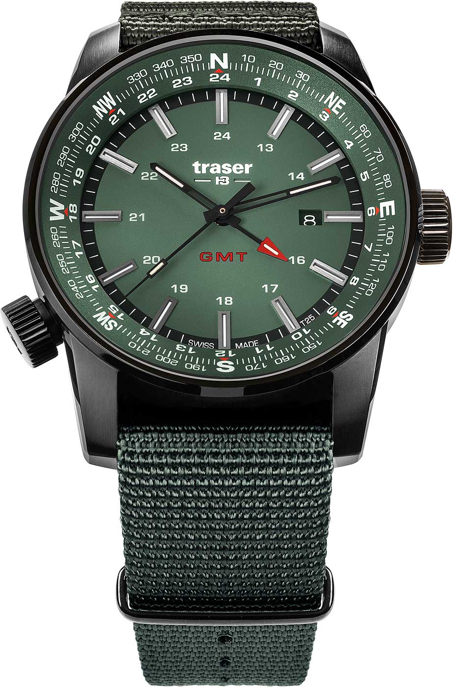 Traser P68 Pathfinder GMT 109035 Herren Uhr • Swiss Made Quarz • Saphirglas