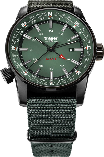 Traser P68 Pathfinder GMT 109035 Herren Uhr • Swiss Made Quarz • Saphirglas