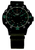 Tacticaluhr mit schwarzem Zifferblatt, leuchtenden Stundenmarkierungen und Textilarmband