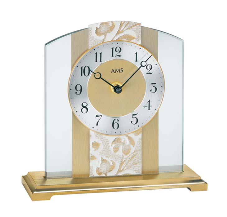 AMS Tischuhr 20x20x6 cm Metall & Glas • Modernes Design • Präzises Quarzuhrwerk