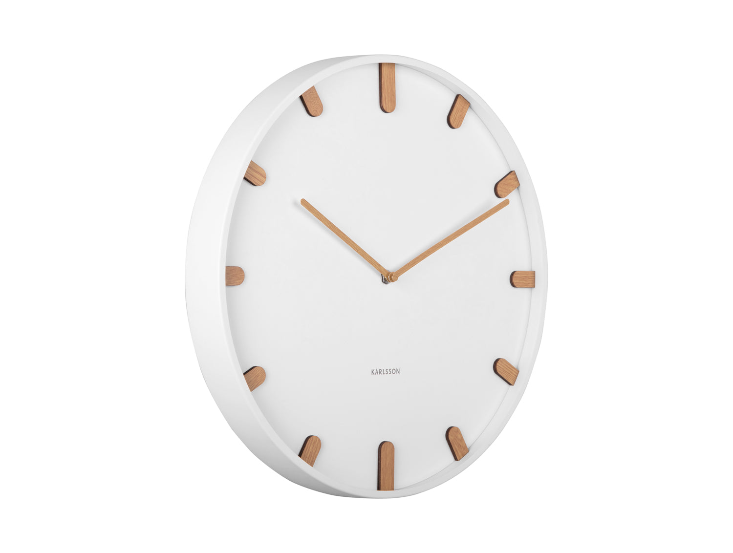 Karlsson Grace KA5942WH Wanduhr Weiß • Skandinavisches Design • Holzakzente