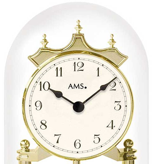 AMS Table Clock 23 cm Ø Glass • Precise Quartz Movement • Elegant Design