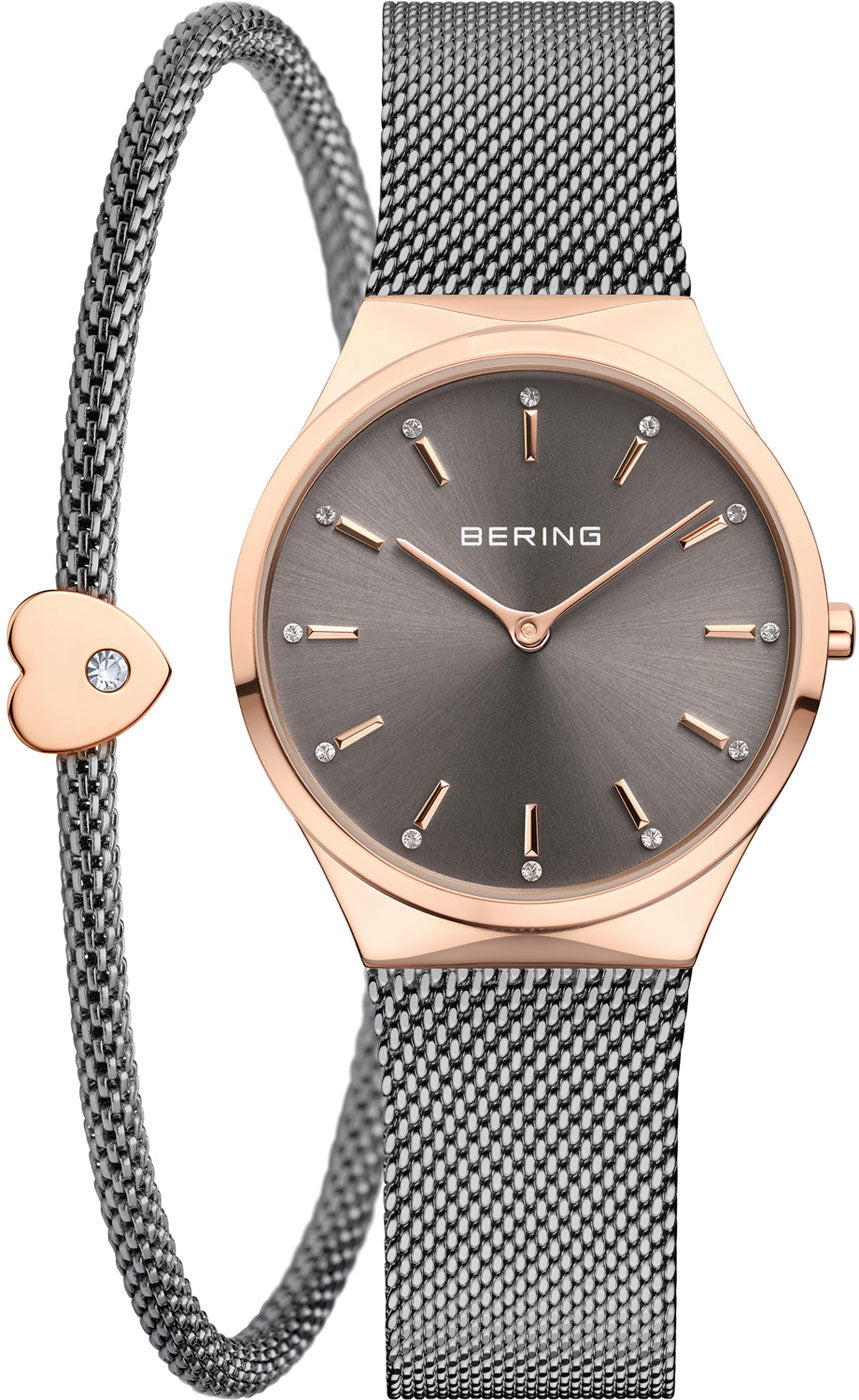 Bering Classic 12131-369-GWP Damenuhr • Kratzfestes Saphirglas • Feines Milanaise-Armband