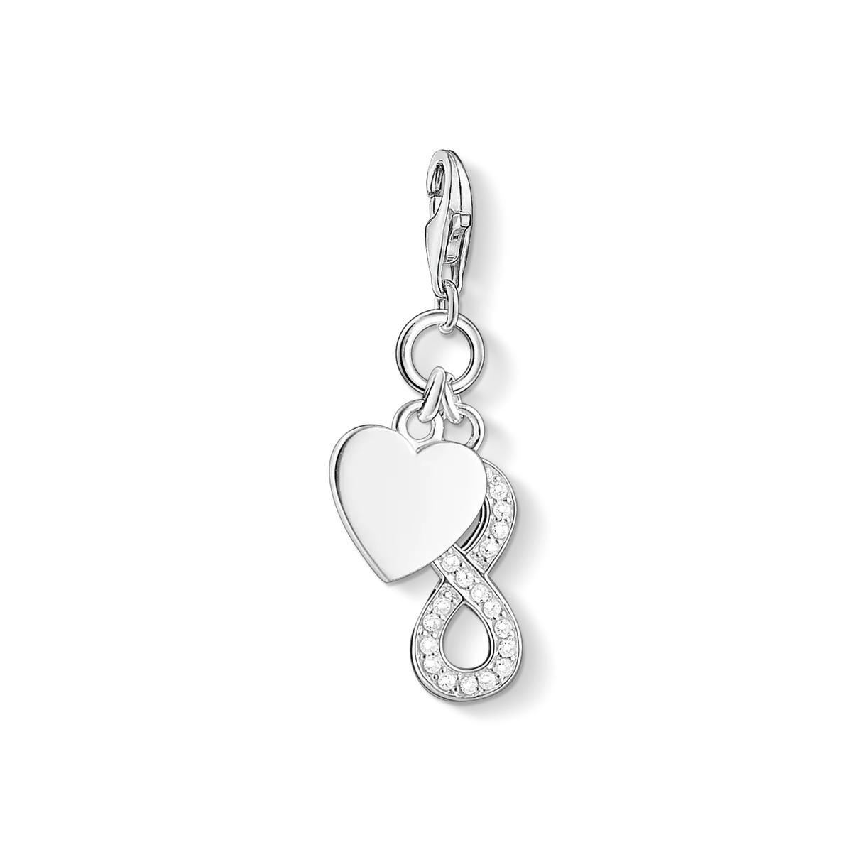 925-Sterlingsilber Charm-Anhänger mit Herz-Infinity und Zirkonia