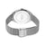 Uhr-Rückseite mit grauem Milanaise-Armband und Schließe, Edelstahlgehäuse