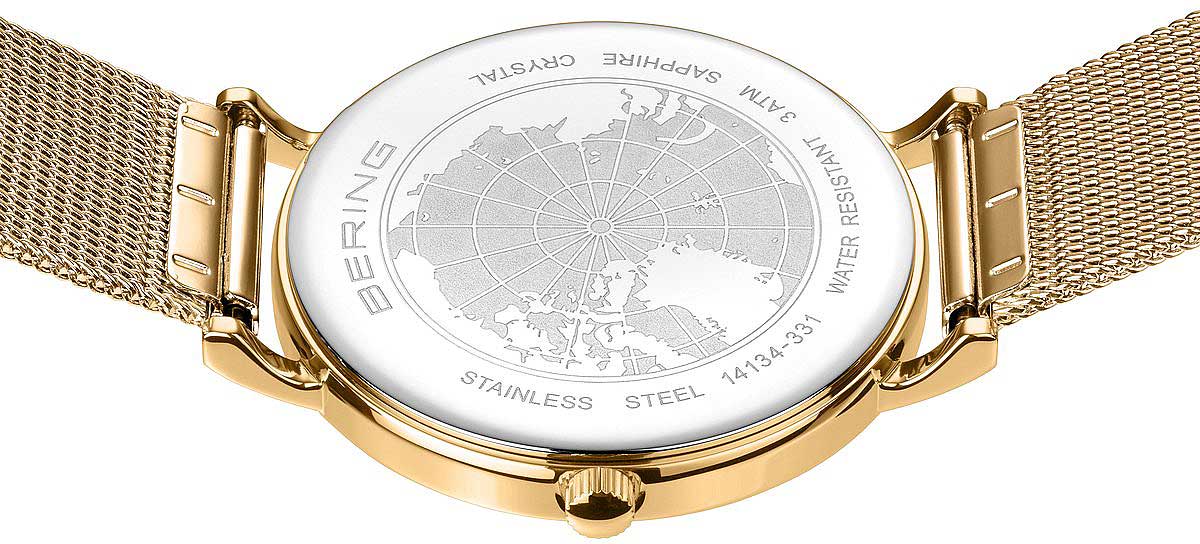 Bering Classic 14134-331 Damenuhr • Kratzfestes Saphirglas • Feines Milanaise-Armband