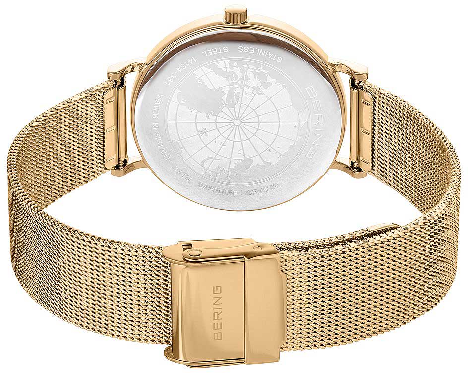 Bering Classic 14134-331 Damenuhr • Kratzfestes Saphirglas • Feines Milanaise-Armband