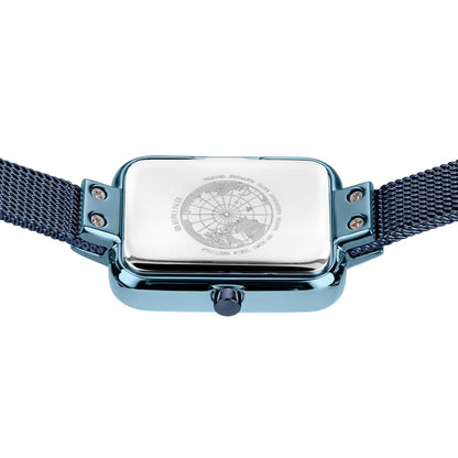 Bering Petite Square 14520-398 Damenuhr • Kratzfestes Saphirglas • Blaues Milanaise-Armband