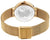 Rückseite einer Damenuhr mit Gravur und goldenem Milanaise-Armband