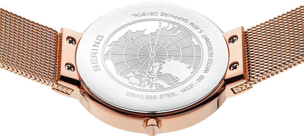 Bering Classic 14531-368 Damenuhr • Kratzfestes Saphirglas • Feines Milanaise-Armband