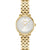 Goldfarbene Damenarmbanduhr mit rundem Zifferblatt und Metallgliederarmband, BOSS Logo