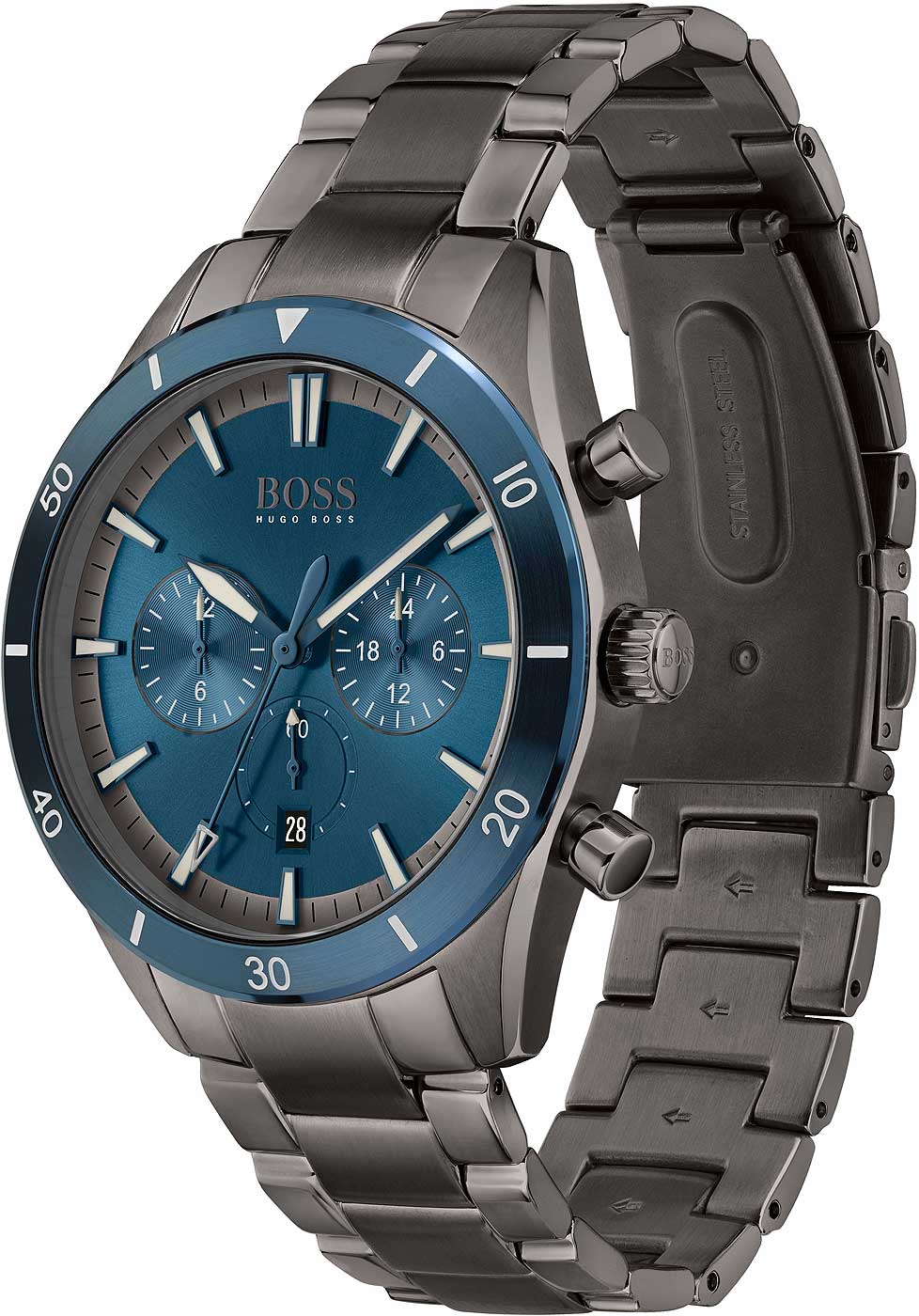 BOSS Santiago 1513863 Herren Uhr • Chronograph • Blau/Grau