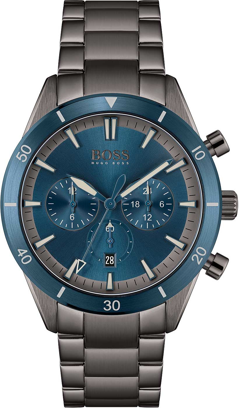 BOSS Santiago 1513863 Herren Uhr • Chronograph • Blau/Grau