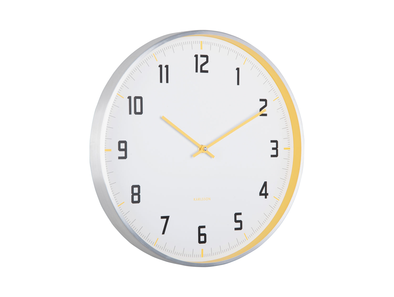 Karlsson Sporty KA5969BY Wanduhr Helles Gelb • Aluminium-Gehäuse • Sportliches Design