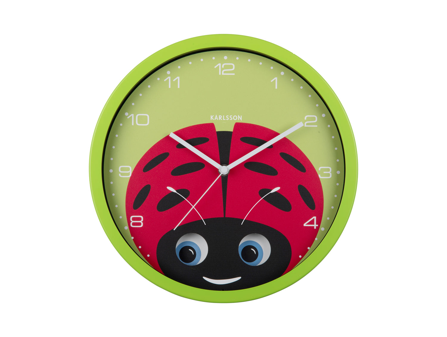 Karlsson Peekaboo Ladybug KA5997GR Wanduhr Grün • Bewegliche Augen • Kinderzimmer-Design