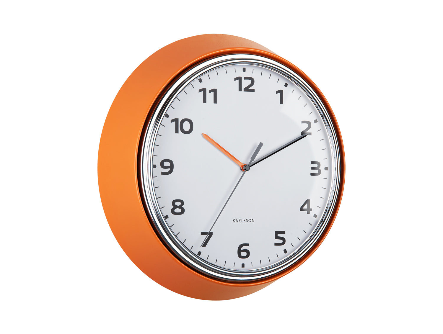 Karlsson Modern Retro KA6006OR Wanduhr Leuchtorange • Geräuschloses Sweep-Uhrwerk • Design von Armando Breeveld