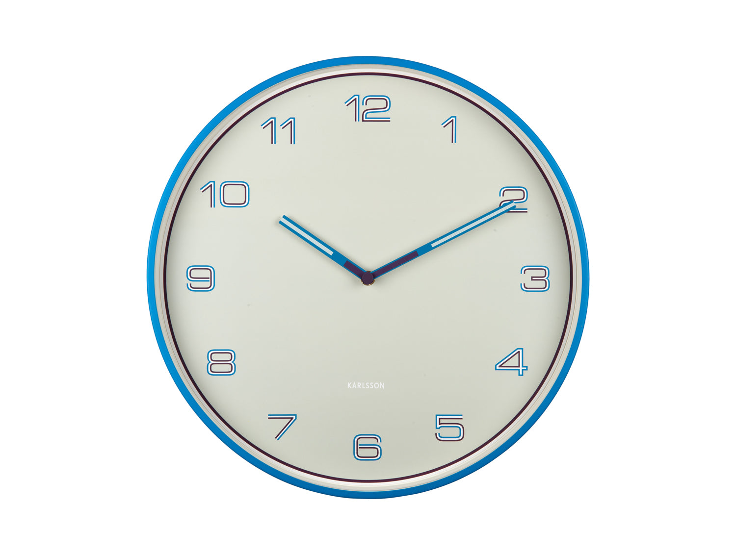 Karlsson Lined Numbers KA6013BB Wanduhr Hellblau • Geräuschloses Sweep-Uhrwerk • Designer Duo Boxtel & Buijs