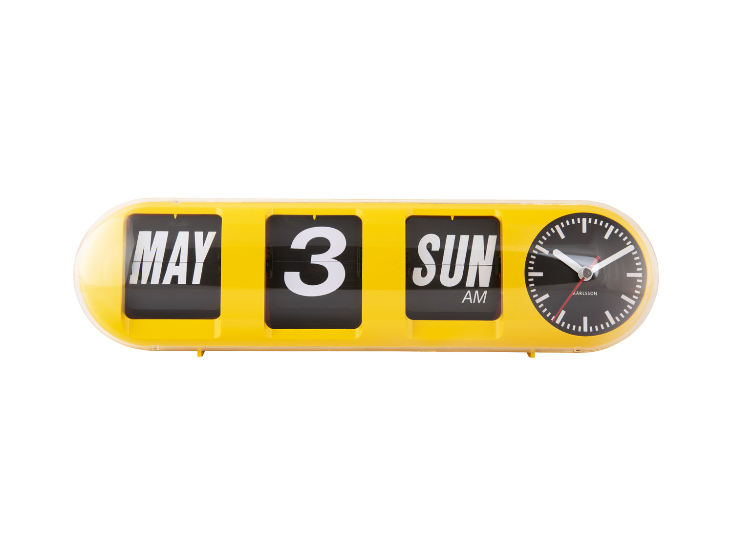Karlsson Tube Flip KA6032YE Wanduhr Leuchtgelb • Klappzahlen-Anzeige • Retro-Design