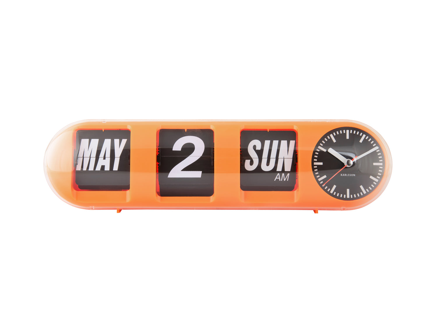 Karlsson Tube Flip KA6032OR Wanduhr Orange • Klappzahlen-Anzeige • Wand- und Tischnutzung