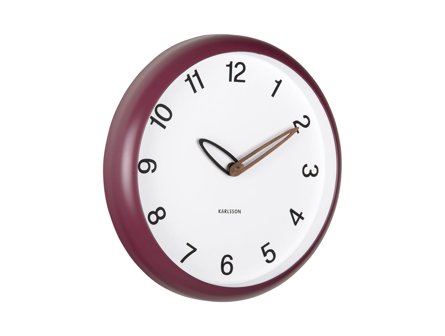 Karlsson Bella KA6043PU Wanduhr Dunkelmauve • Geräuschloses Sweep-Uhrwerk • Minimalistisches Design