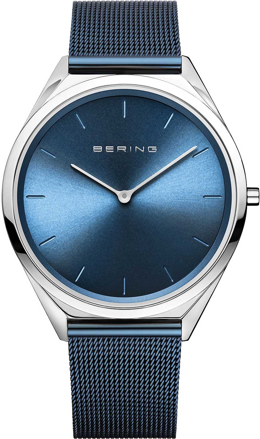 Bering Ultra Slim 17039-307 Uhr • Kratzfestes Saphirglas • Blaues Milanaise-Armband