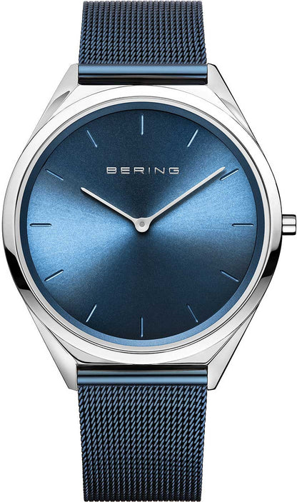 Bering Ultra Slim 17039-307 Uhr • Kratzfestes Saphirglas • Blaues Milanaise-Armband