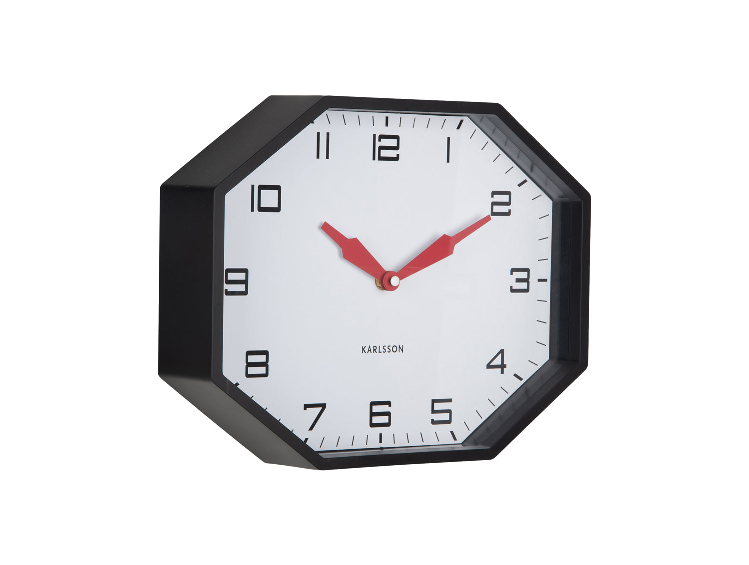 Karlsson Modern Factory Octagon KA6067BK Wecker Schwarz • Geräuschloses Sweep-Uhrwerk • Retro Oktagon-Design