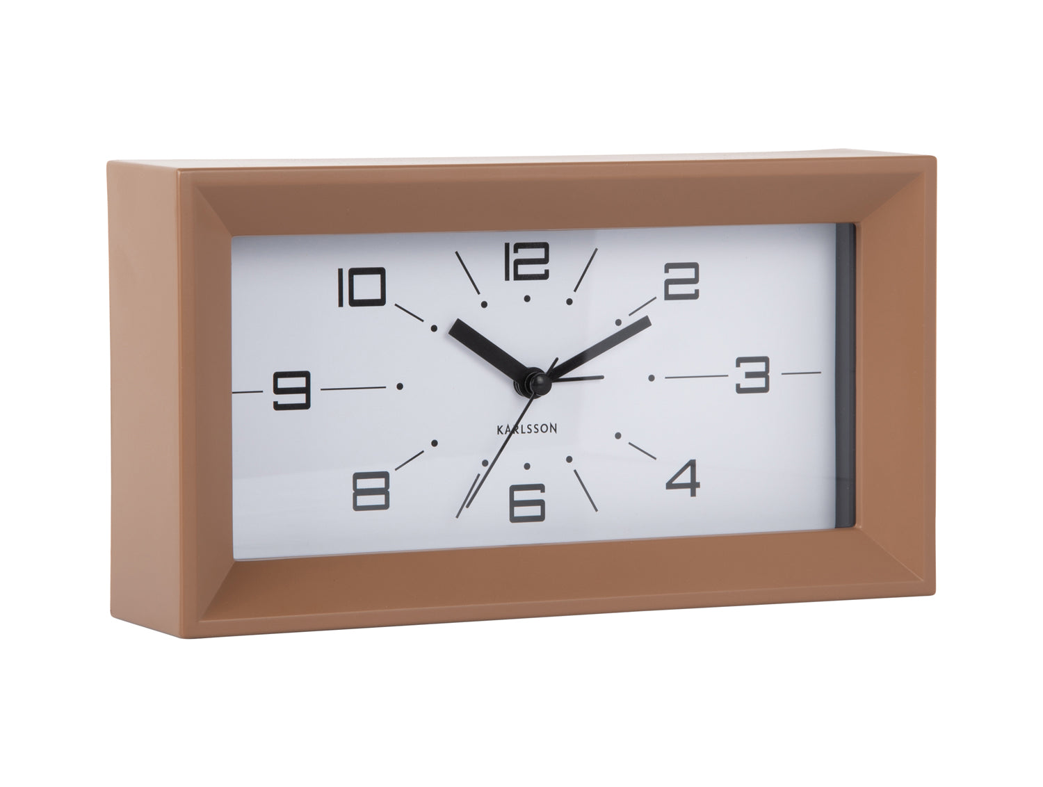 Karlsson Lujo Rectangle KA6066BR Wecker Mochabraun • Geräuschloses Sweep-Uhrwerk • Retro-Design