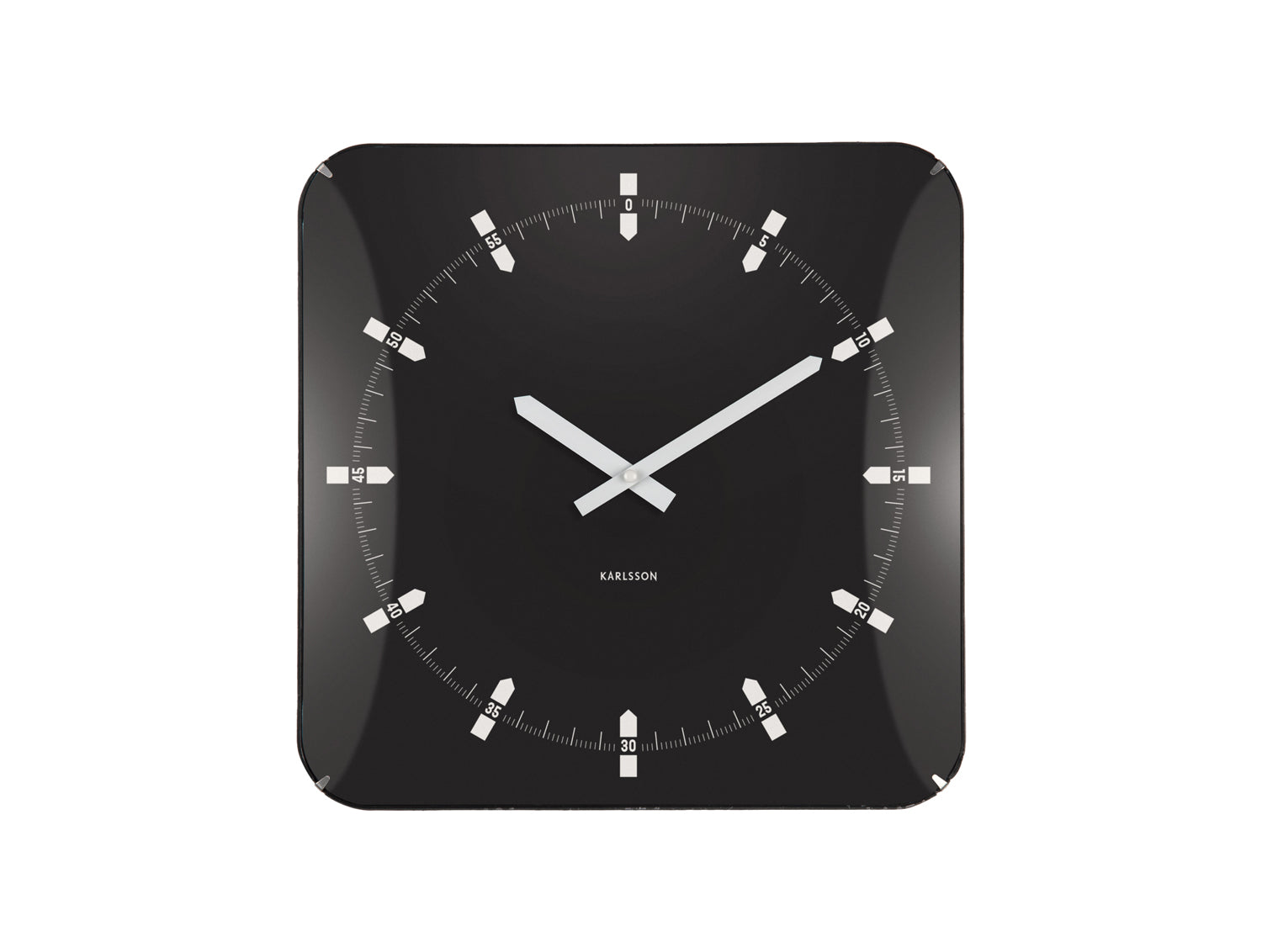 Karlsson Sucinto Dome Square KA6085BK Wanduhr Schwarz • Geräuschloses Sweep-Uhrwerk • Gewölbtes Glaskuppel-Design