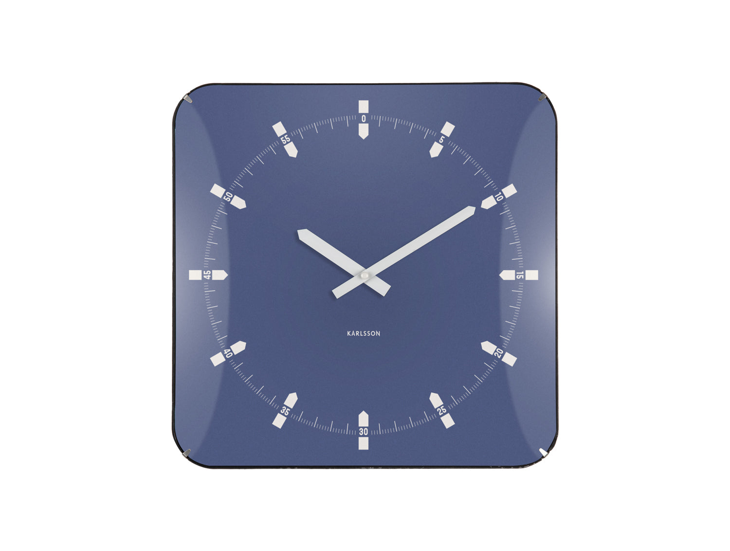Karlsson Sucinto Dome Square KA6085BL Wanduhr Marineblau • Geräuschloses Sweep-Uhrwerk • Design von Armando Breeveld