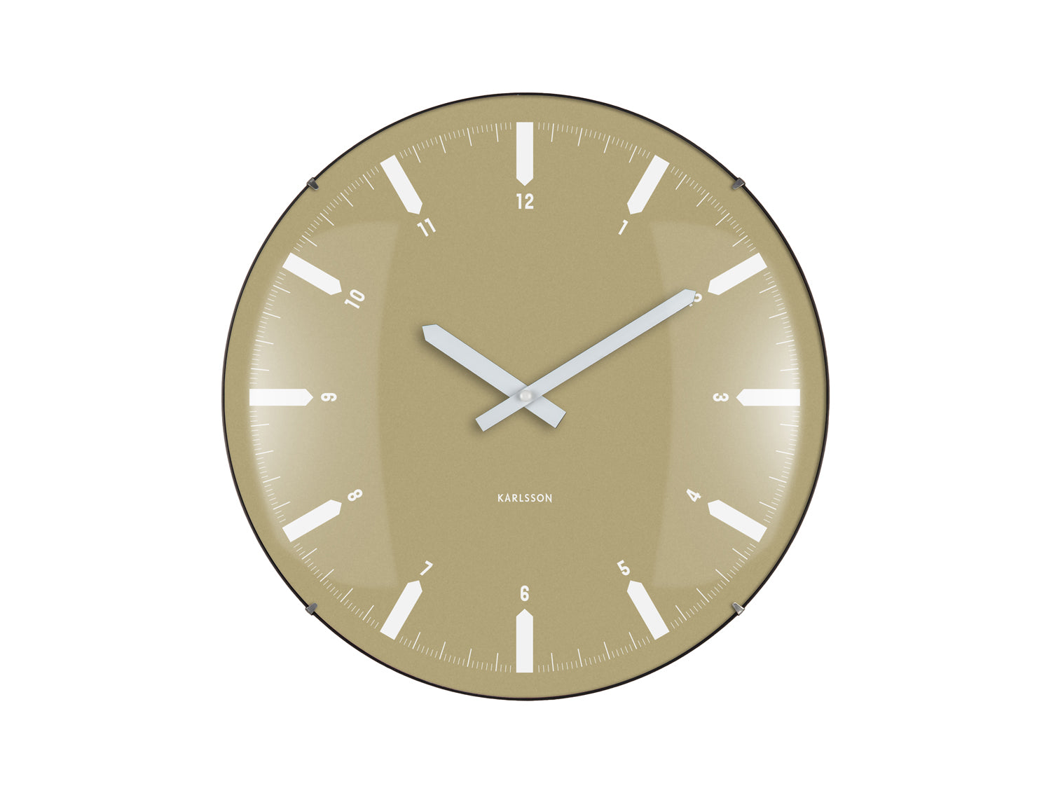 Karlsson Realista Dome KA6086GR Wanduhr Olivgrün • Geräuschloses Sweep-Uhrwerk • Konvexes Kuppelglas