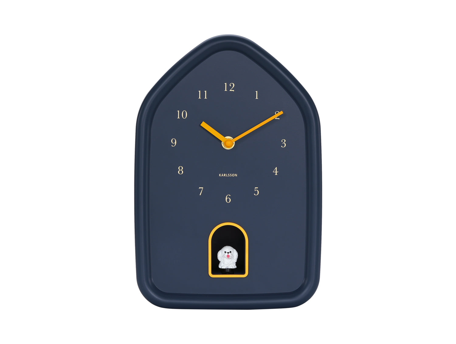 Karlsson Modern Doggy KA6098DB Wanduhr Dunkelblau • Stündlicher Hundebell • Sweep-Uhrwerk
