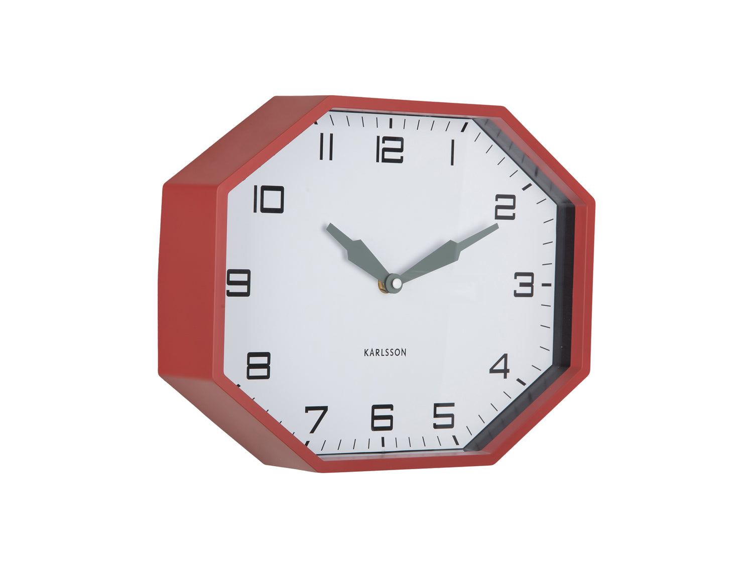 Karlsson Modern Factory Octagon KA6067RD Wecker Ockerrot • Geräuschloses Sweep-Uhrwerk • Retro-Design