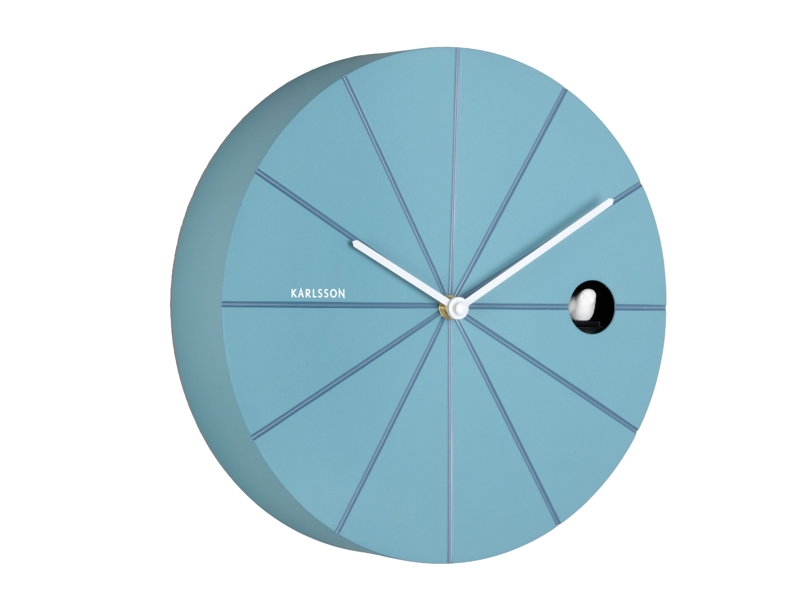 Karlsson Destacado Cuckoo KA6068BL Wanduhr Luftblau • Kuckucksruf zur vollen Stunde • Modernes Rundzifferblatt