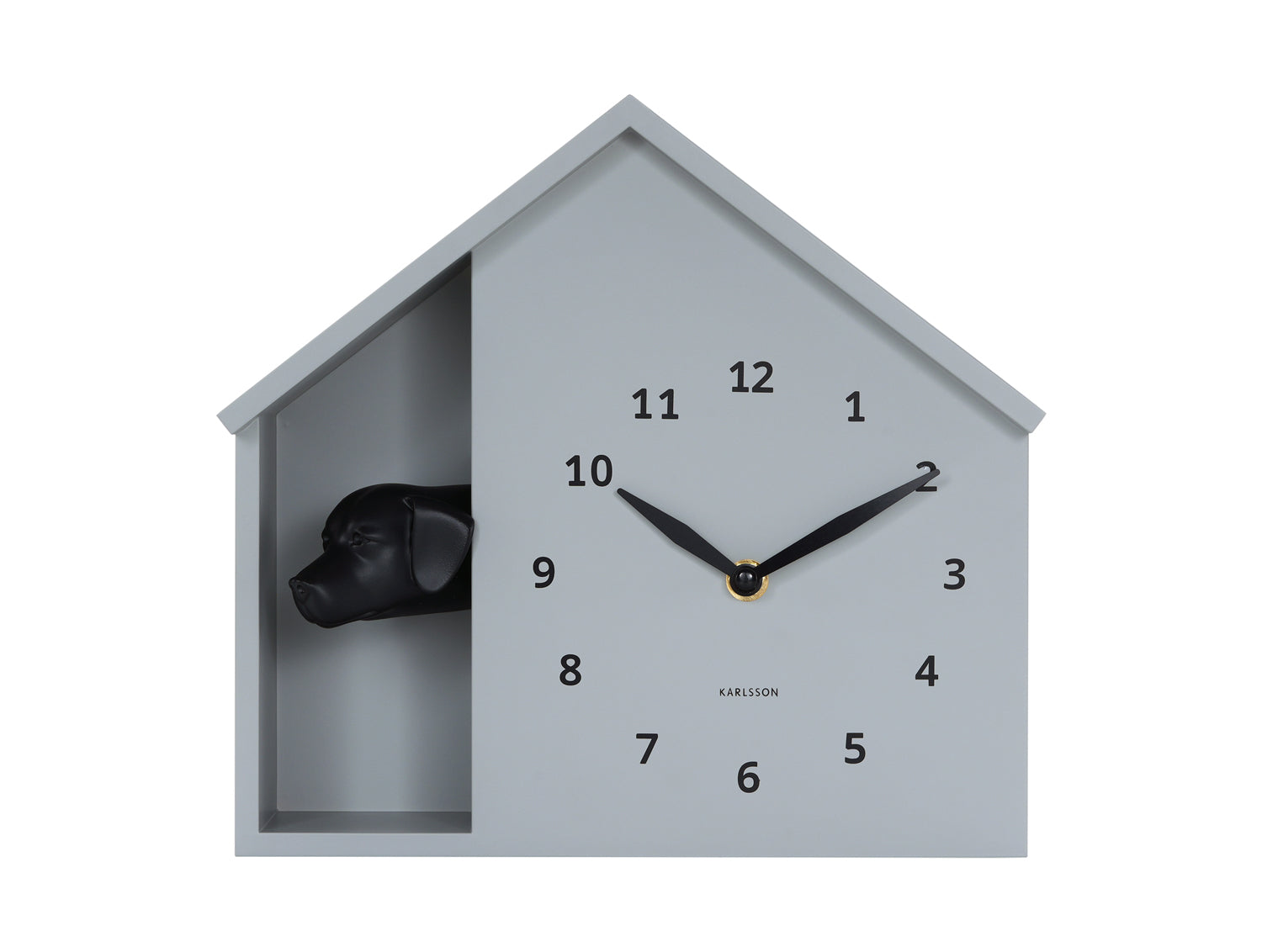 Karlsson Peeking Doggy KA6097GY Wanduhr Grau • Hundebellen zur vollen Stunde • Geräuschloses Sweep-Uhrwerk