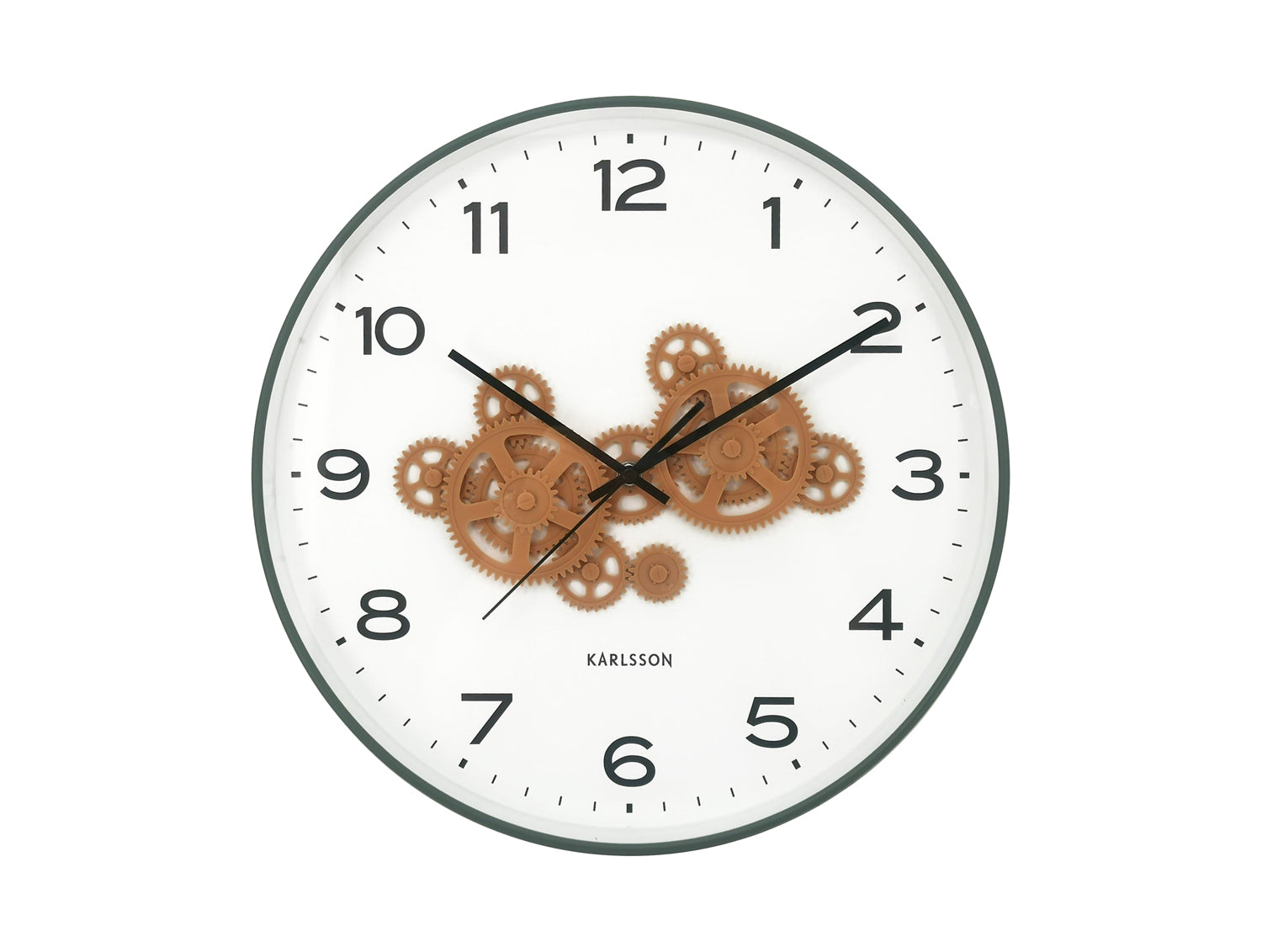 Karlsson Open Gear KA6093GR Wanduhr Dschungelgrün • Sweep-Uhrwerk • Sichtbares Zahnradwerk