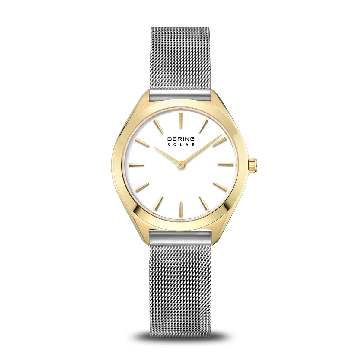 Bering Solar 17331-010 Damenuhr Goldfarben • Saphirglas • Milanaise-Armband