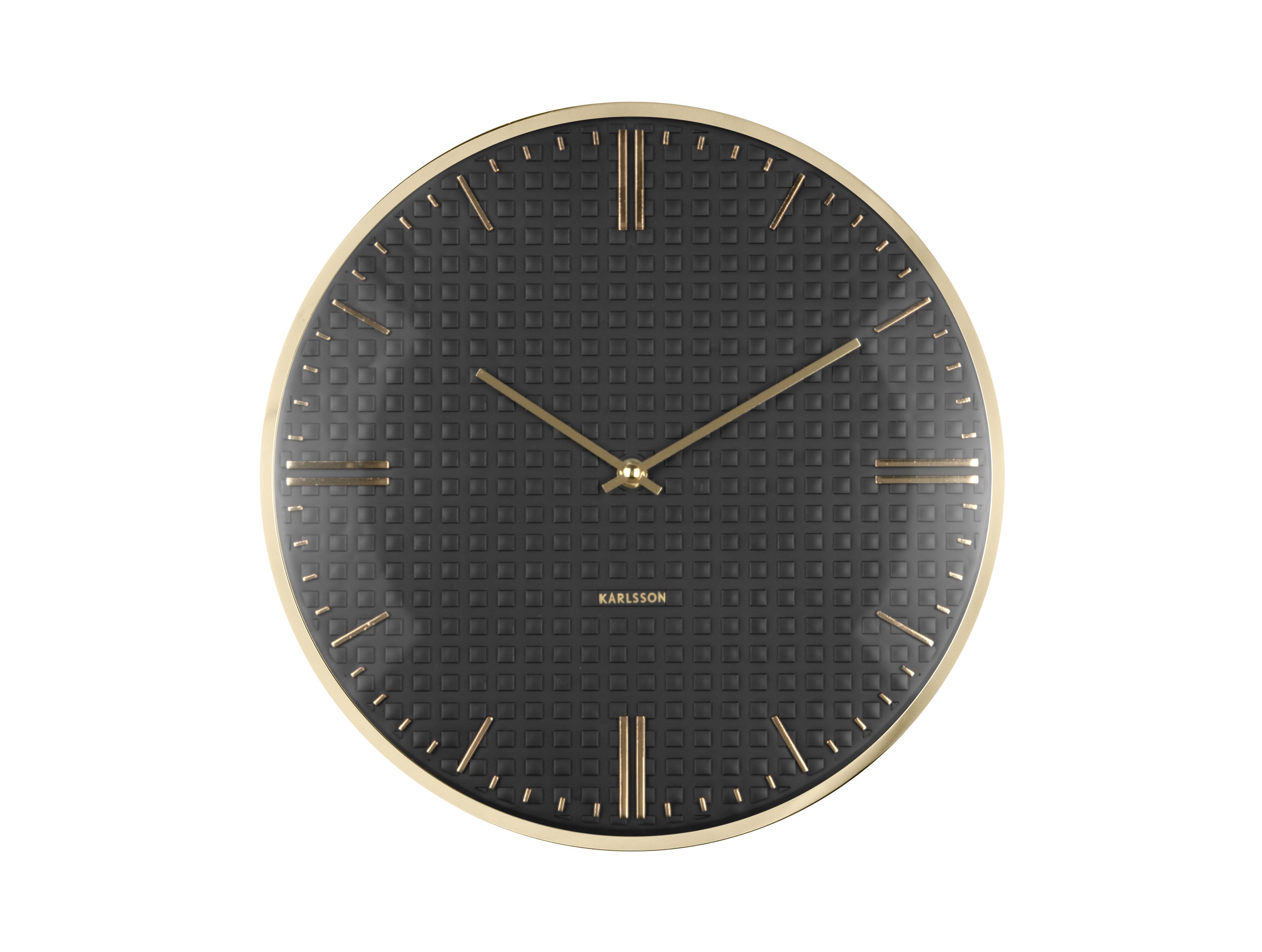 Karlsson Riqueza KA6091BK Wanduhr Schwarz • Geräuschloses Sweep-Uhrwerk • Elegantes Eisengehäuse
