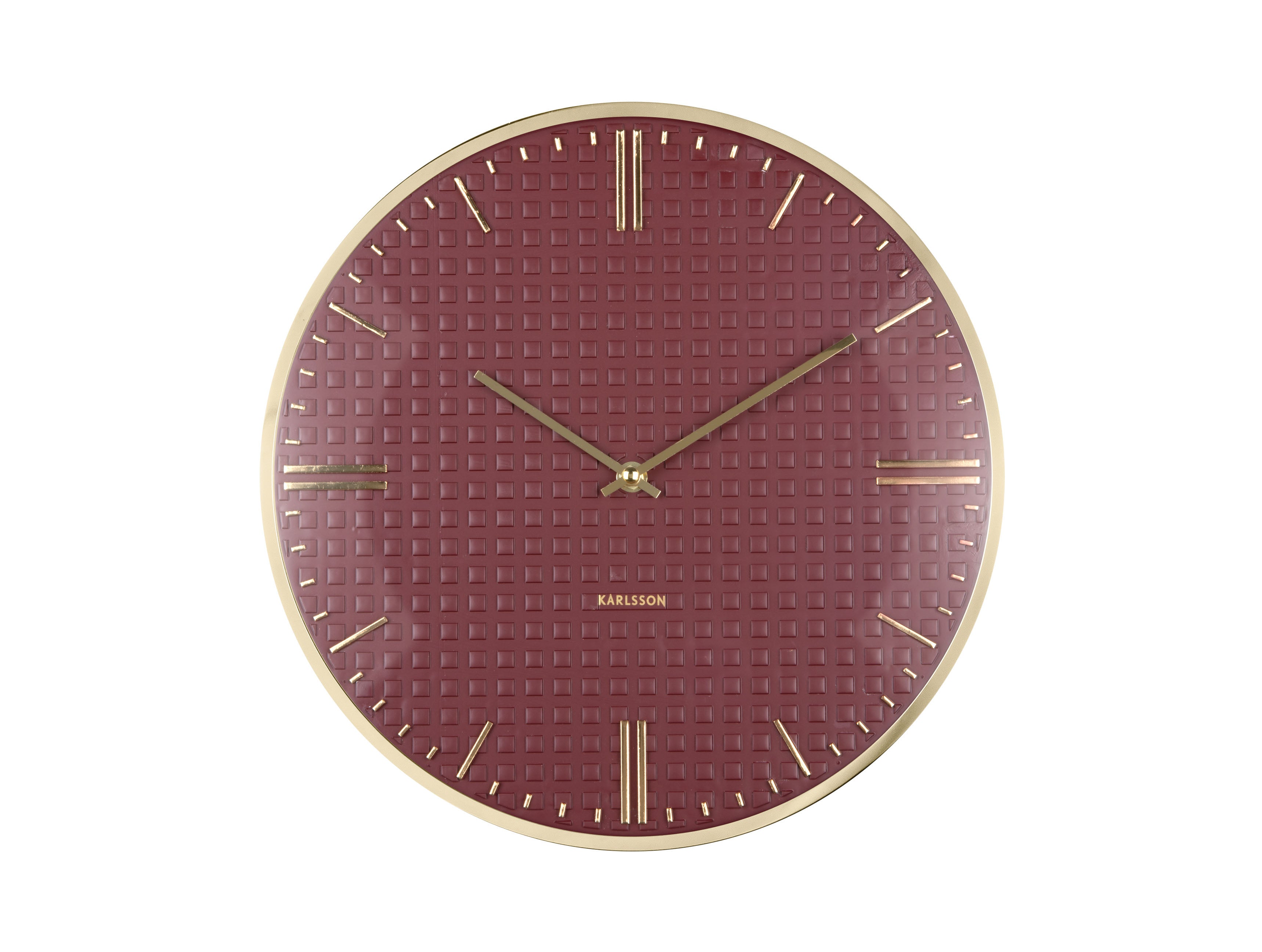Karlsson Riqueza KA6091RD Wanduhr Burgunderrot • Geräuschloses Sweep-Uhrwerk • Eisen-Gehäuse