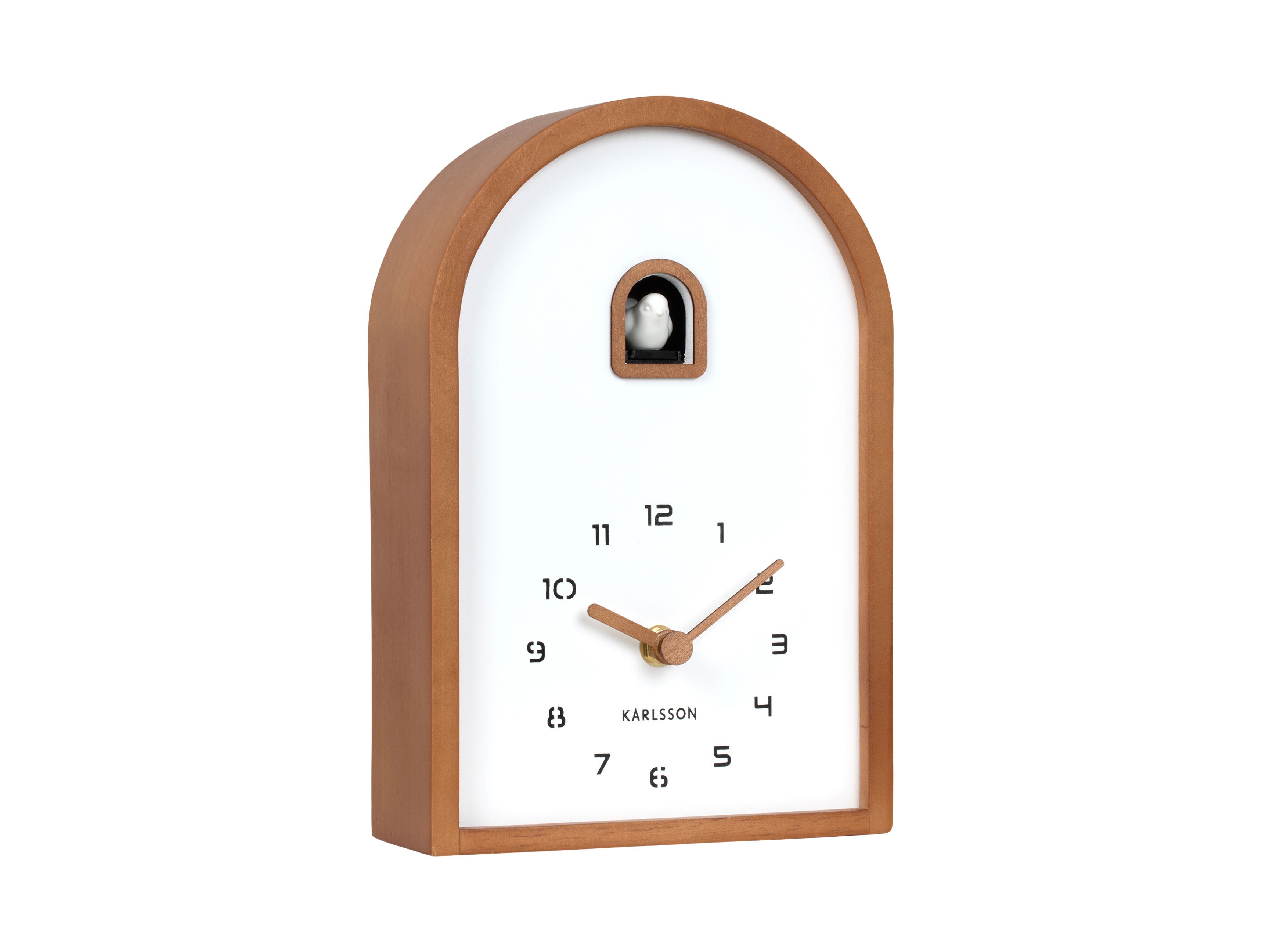 Karlsson Curva Cuckoo KA6126DW Wanduhr Dunkles Holz • Kuckucksdesign • Tisch- und Wanduhr