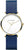 Damen-Titan-Uhr mit blauem Lederarmband, goldfarbenem Gehäuse und weißem Zifferblatt