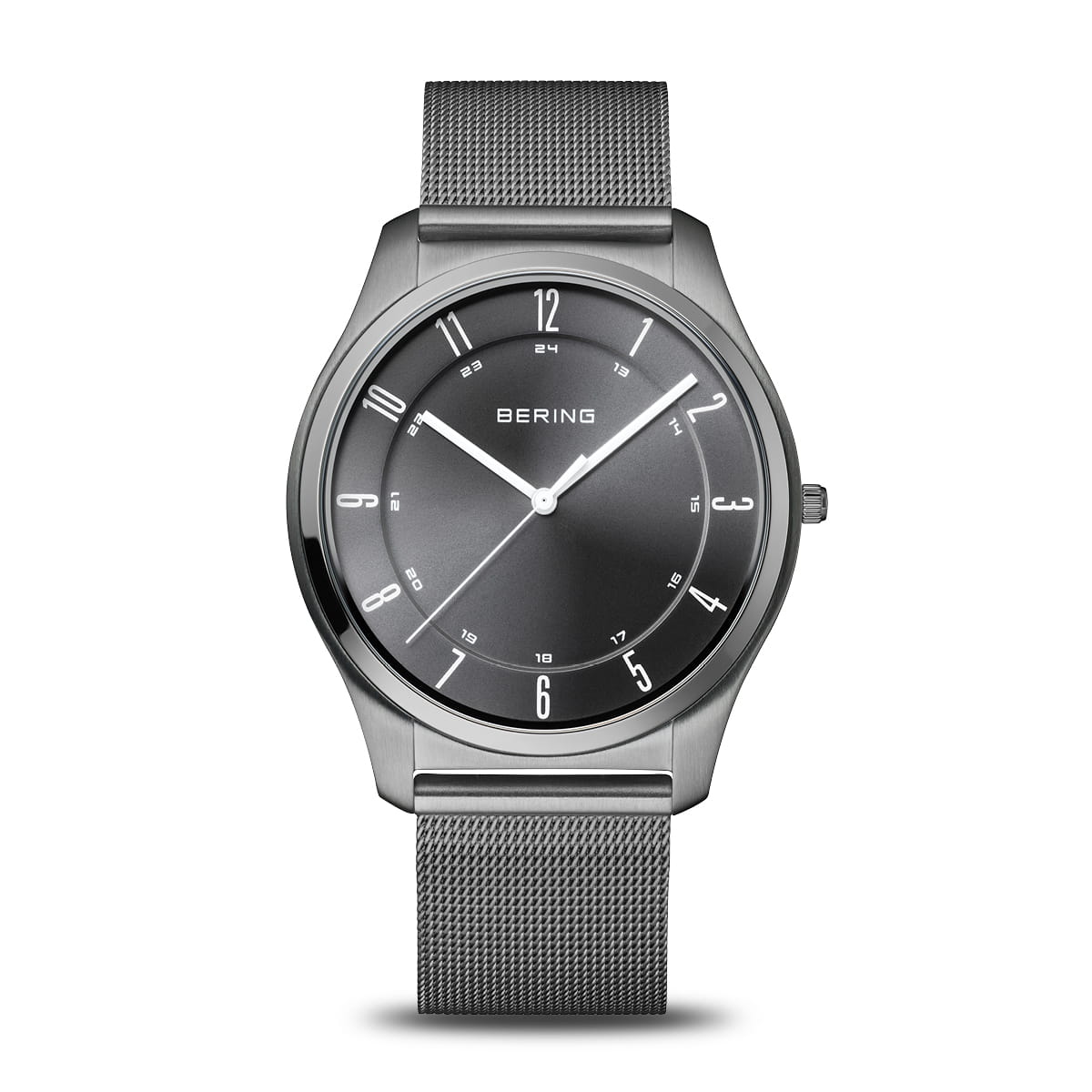 Bering Ultra Slim 18340-377 Herrenuhr Grau • Saphirglas • Milanaise-Armband