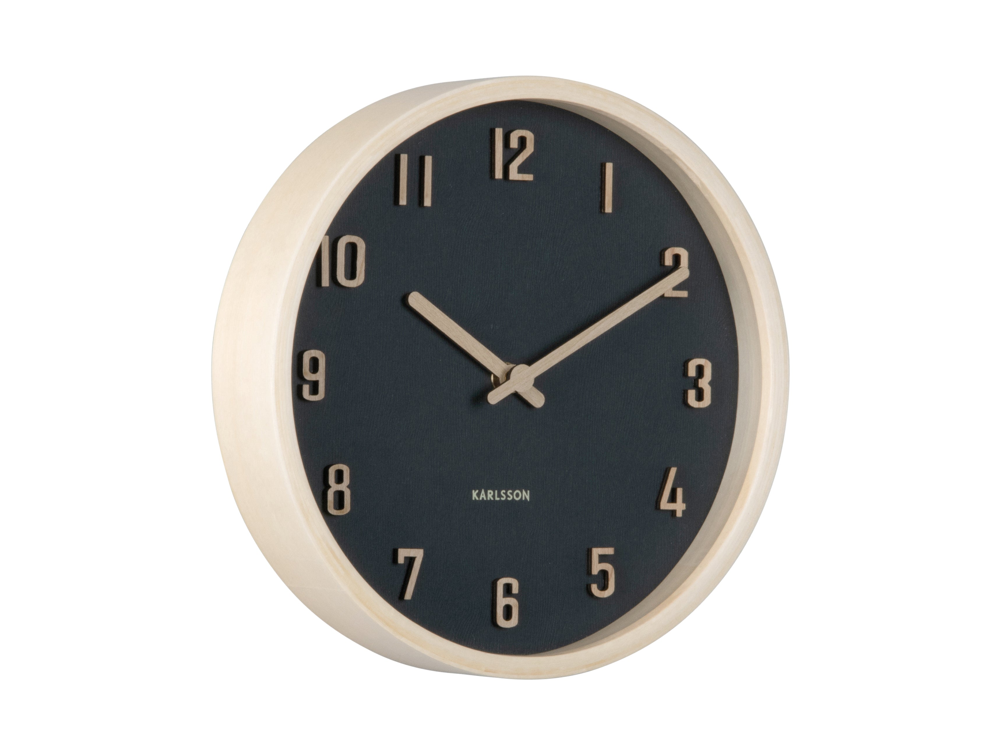Karlsson Nervadura Small KA6116BK Wanduhr Schwarz • Geräuschloses Sweep-Uhrwerk • Natürliches Bassholz