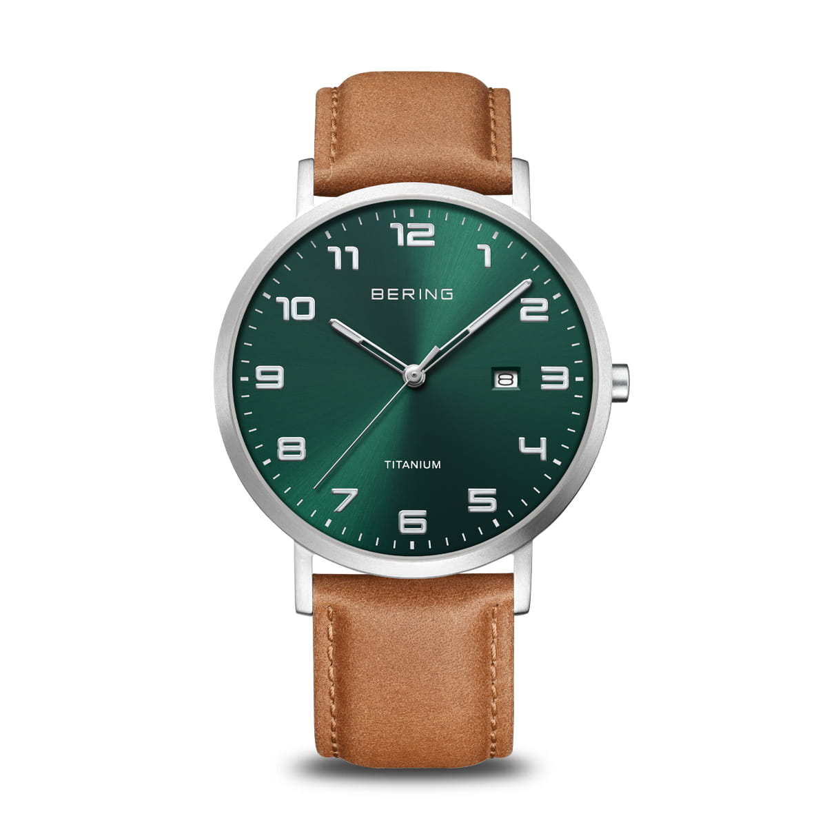 Bering Titanium 18640-568 Herrenuhr Grün • Saphirglas • Skandinavisches Design