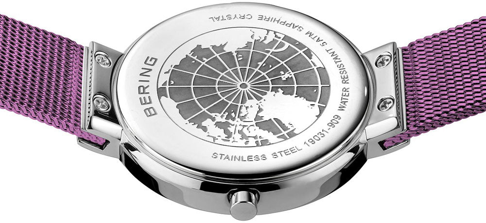 Bering Ultra Slim 19031-909 Damenuhr • Kratzfestes Saphirglas • Feines Milanaise-Armband