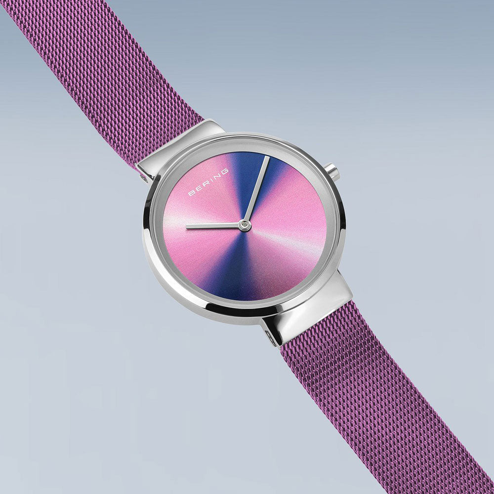 Bering Ultra Slim 19031-909 Damenuhr • Kratzfestes Saphirglas • Feines Milanaise-Armband