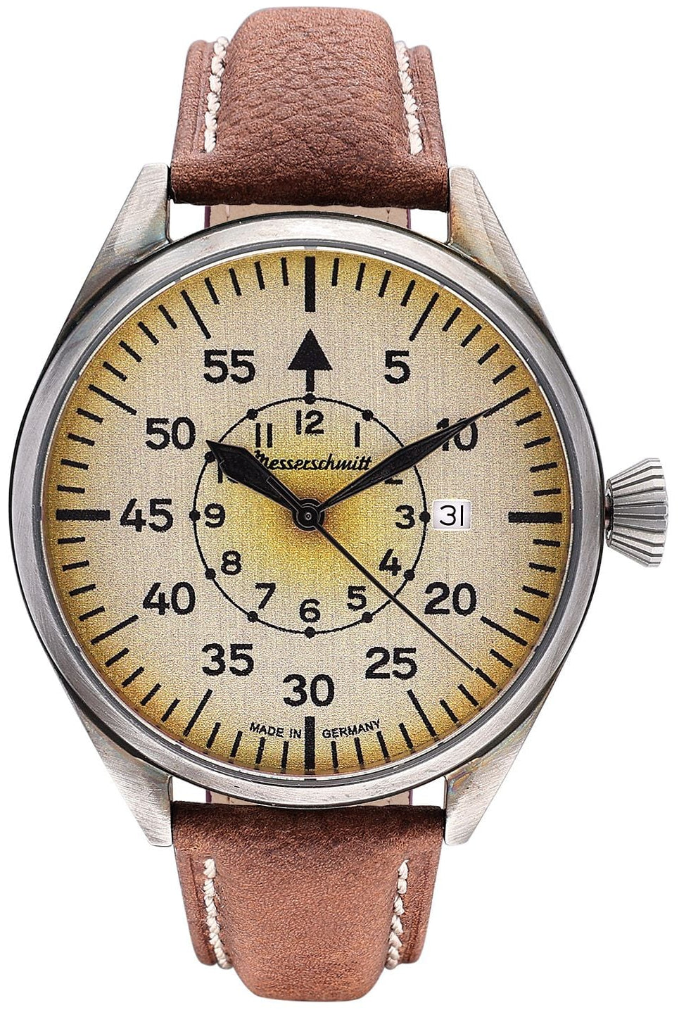 Herrenuhr, Fliegeruhr mit gelbem Zifferblatt - Messerschmitt Modell: ME43-VINTAGE-2