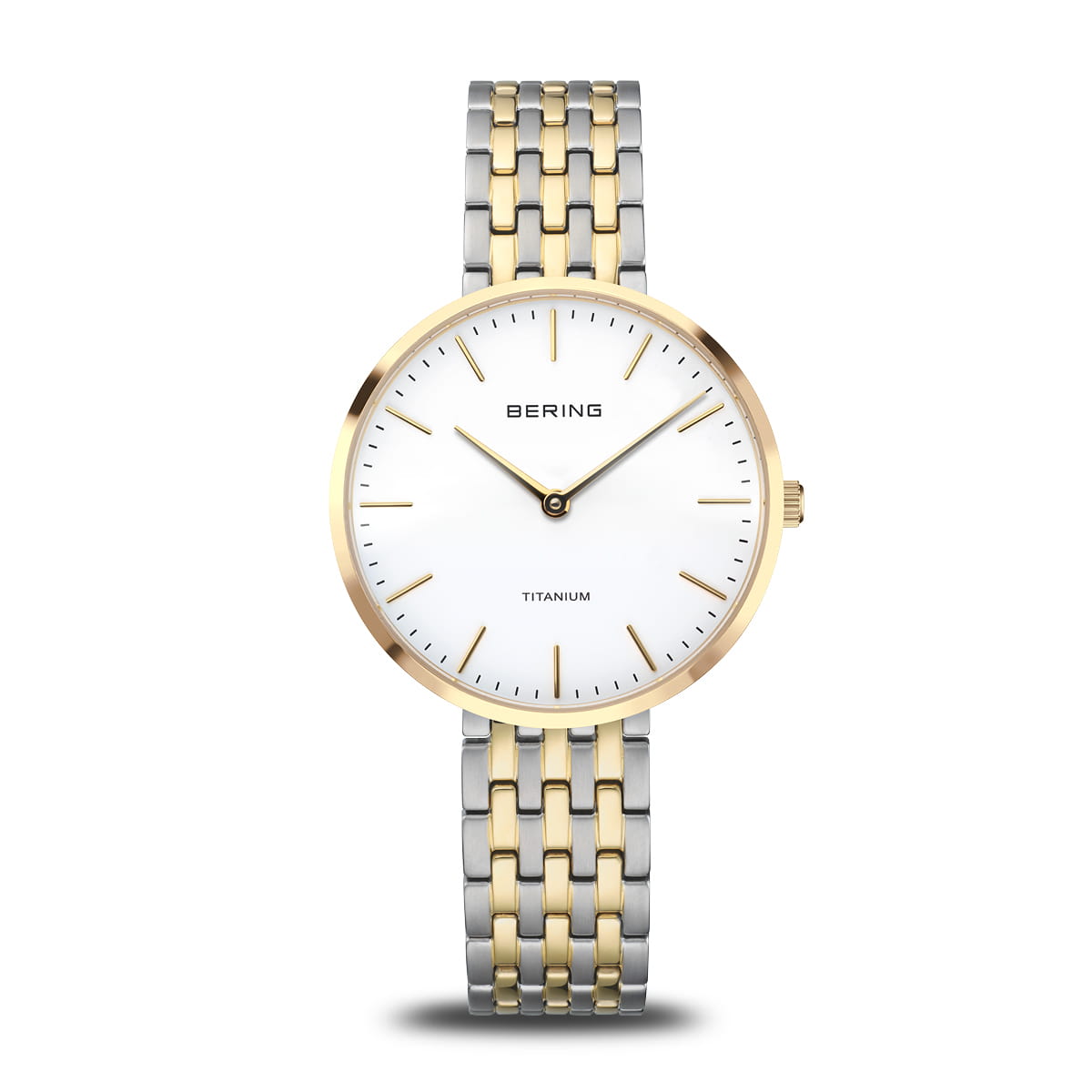 Bering Titanium 19334-010 Damenuhr Bicolor • Saphirglas • Titangehäuse